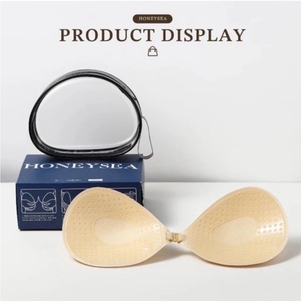 Honeysea Adhesive Strapless Sticky Bras 2-Pack Push Up Invisible Backless E Cup - Picture 10 of 10